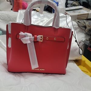 Michael Kors Red Satchel with Bow Detail